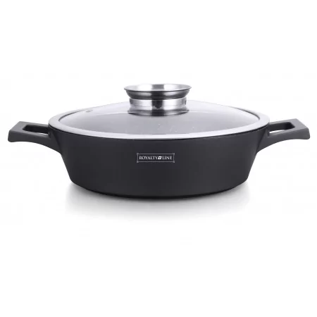 Pot à soupe peu profond en aluminium moulé sous pression de 40 cm avec couvercle aromatique